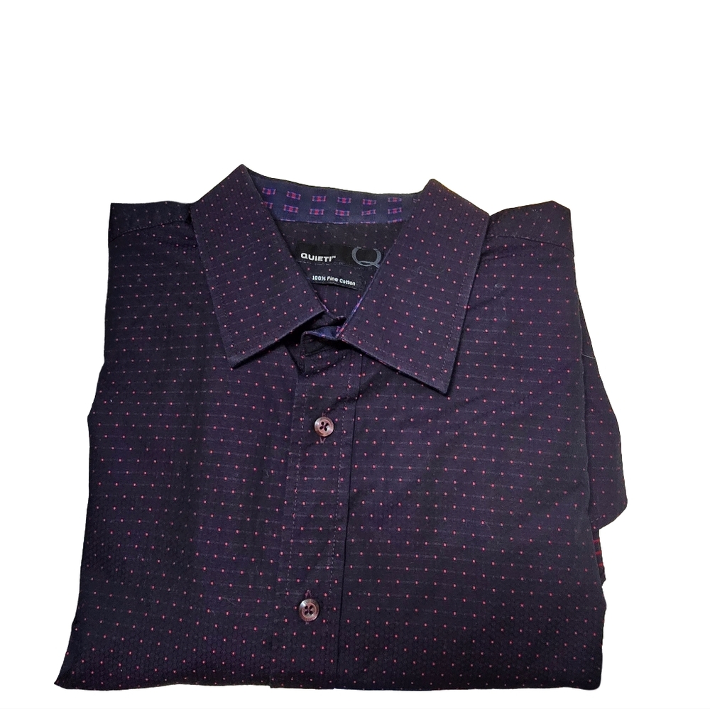 Quieti Men's Blue Red Dot Button Down Shirt XL